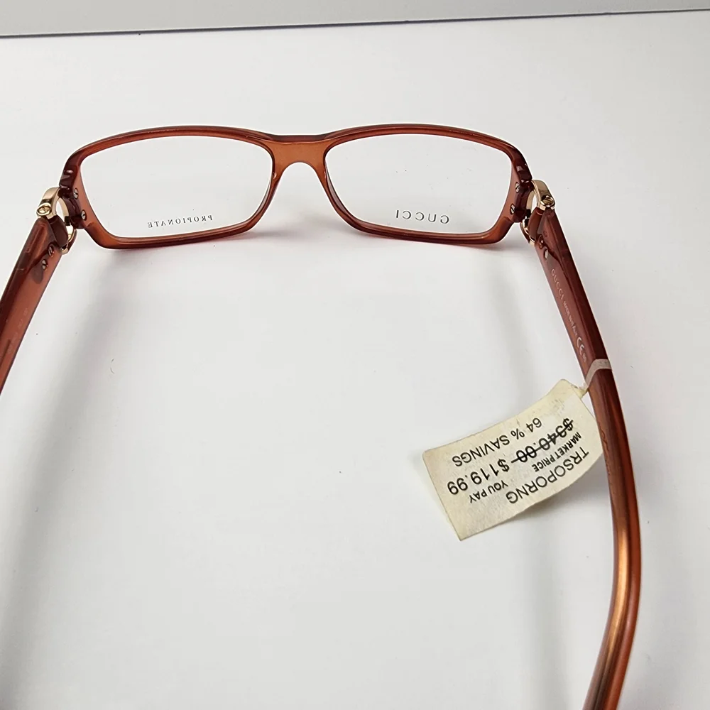 Gucci Brown Rectangular Propionate Eyeglasses - Picture 2 of 12